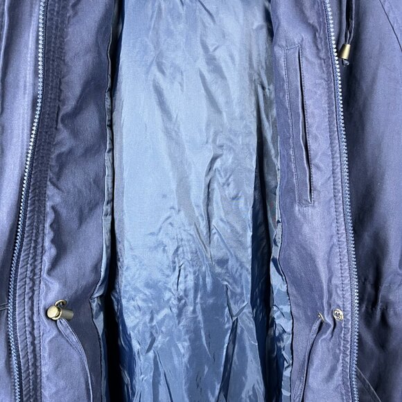 London Fog Parka Jacket Women’s Size S Blue Utility Raincoat with Removable Hood - Picture 10 of 10